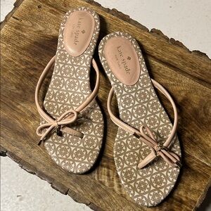 Kate Spade Tan Patterned Bow Sandals